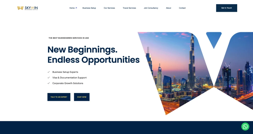 Skywin Business Services — homepage design